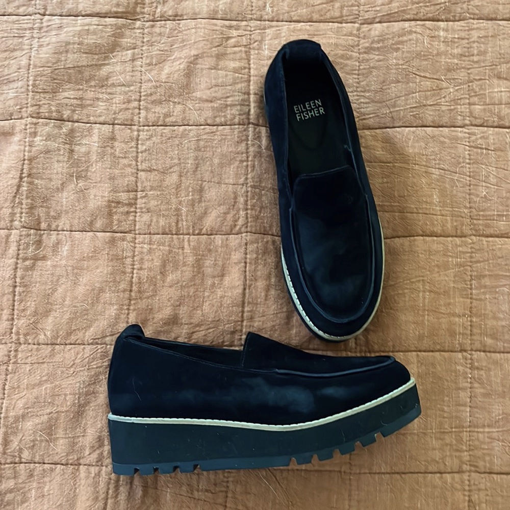 Eileen Fisher Velvet Platform Clog Loafer